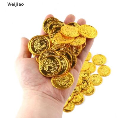 ✇❡﹍ Weijiao เหรียญปลอมพลาสติกสีทอง 100 ชิ้น/ถุงของเล่นสําหรับเด็ก