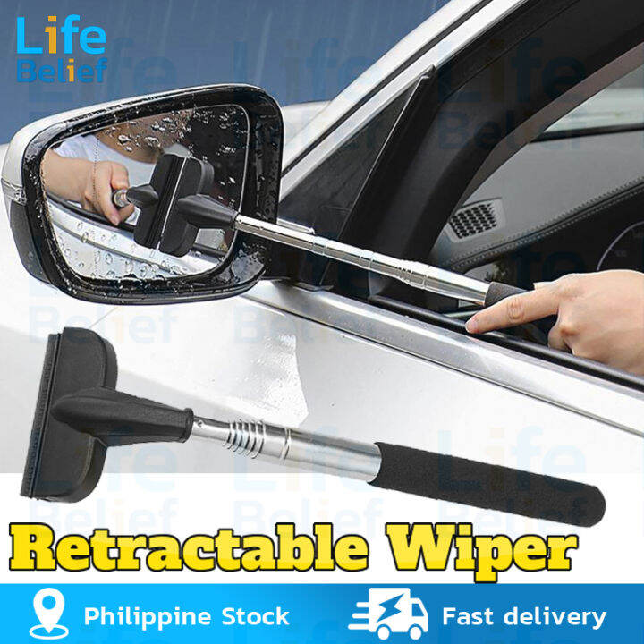 Car Mirror Wiper, Retractable Car Glass Scraper, Water Cleaner With  Telescoping Long Pole, Portable Cleaning Tool, For All Vehicles, Universal  Car Acc