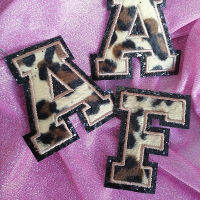 1ชิ้น Letter Leopard พิมพ์บล็อก8ซม. เหล็กบน Patch Fuzzy Patch ตัวอักษร Applique สำหรับ DIY Sweatshirt