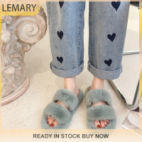 Lemary รองเท้าใส่ในบ้านขนสัตว์แพลตฟอร์มขนเทียม,รองเท้าฟลิปฟลอปรองเท้าสลิปเปอร์ผ้ากำมะหยี่นุ่มสบาย2023แพลตฟอร์ม