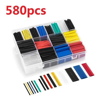 560/580/530 Pcs Heat Shrink Tubing Insulation Shrinkable Tube Electronic Polyolefin Ratio 2:1 Wrap Wire Cable Sleeve Kit Cable Management