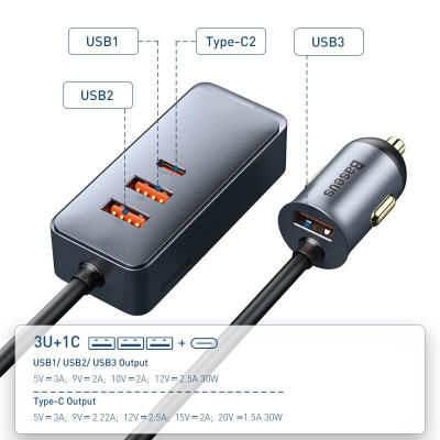เครื่องชาร์จในรถยนต์ USB C ขนาด 120 วัตต์ QC 4.0 PD 3.0 เครื่องชาร์จด่วน USB Type-C สำหรับ iPhone 12 Pro Max Samsung Huawei Vivo Oppo Xiaomi Portable USB Car Charger