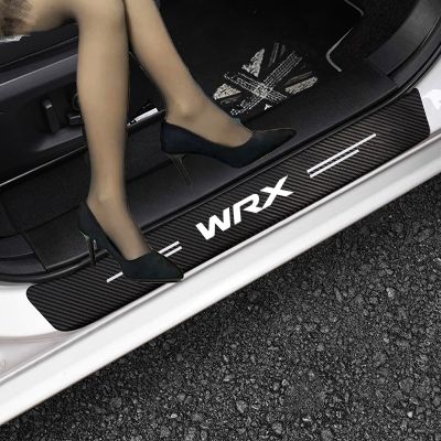 สง่างาม4ชิ้นคาร์บอนไฟเบอร์สติกเกอร์รถประตูอัตโนมัติเกณฑ์งัวป้องกันตกแต่งภายในสำหรับ Subaru Wrx STI อุปกรณ์เสริมในรถยนต์