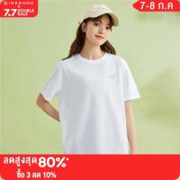 GIORDANO Women T-Shirts Letter Embroidery Crocodile Print Tee Short Sleeve Crewneck 100% Cotton Summer Casual Tshirts 05393389