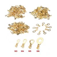 100pc 3.2mm 4.2mm 5.2mm 6.2mm Ring Lugs Eyes Copper Crimp Terminals Splice Cable Lug Wire Connector Non-insulated Assortment Kit Electrical Circuitry