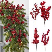 【hot】◊☇◑  5PCS Berries Branches Artificial Wreath Decorations Xmas Table Ornaments