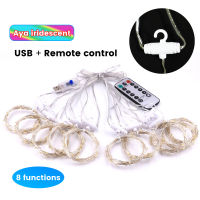 LED Curtain Lights Christmas Rainbow Light USB Remote Control Bedroom Light 8 Modes Fairy Lights Wedding Wall Decorations