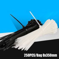 250PCS/Bag Black White for Choose 8x350mm (5.2mm x 350mm ) Nylon Self-Locking Cable ties Cable Management