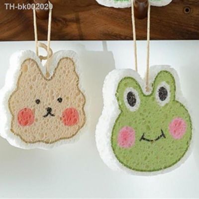 ❂❧ Cartoon Dishwashing Sponge Cleaning Sponges Scouring Pad Compressed Wood Pulp Sponge Kitchen Dish Cloths Pot Wipe Cleaning Tools