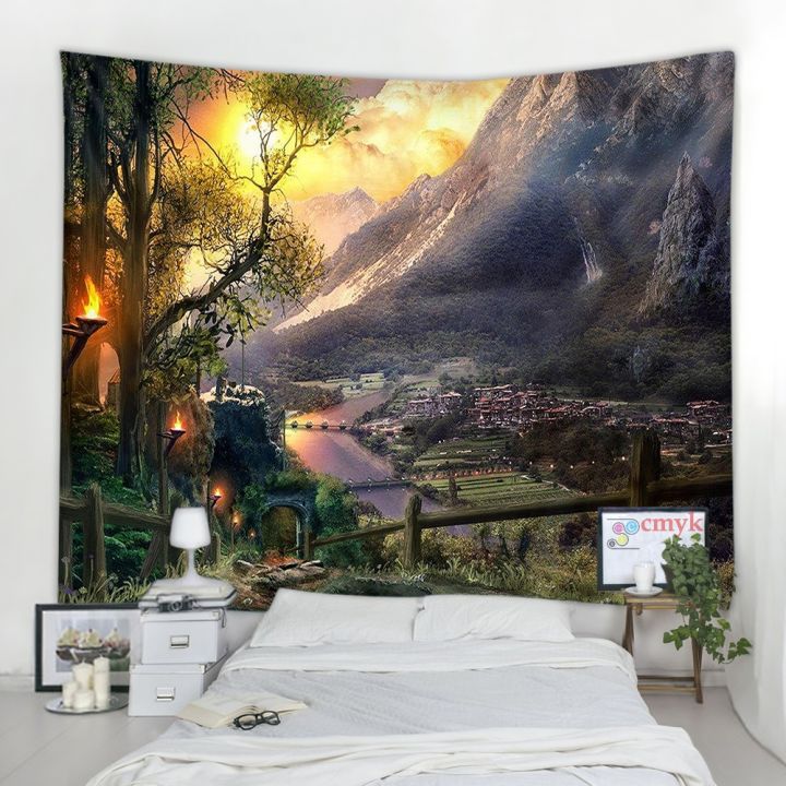 cw-village-under-the-mountain-tapestry-wall-hanging-dorm-backdrop-urban