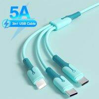 325วังฮีขายดี - / 5A 3in1 USB ข้อมูลสายซิลิโคน Super Fast Charger พร้อมแสงสำหรับ iPhone 13 12 Mini Pro X XR โทรศัพท์สายชาร์จ1.2M