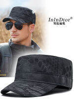 InlnDtor Flat top python print hat mens spring and summer quick dry climbing cap Outdoor Survival sunscreen Army cap2023
