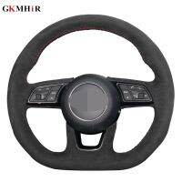 DIY Black Soft Suede Car Steering Wheel Cover for Audi A4 (B9) A3 (8V) Avant A1 (8X) A5 (F5) Sportback Q2 2016-2019