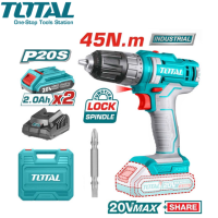 TOTAL สว่านไร้สาย 20 โวลท์ (10 มม.) (แบต 2 ก้อน + แท่นชาร์จ) รุ่น TDLI200528 (Li-ion Cordless Drill)