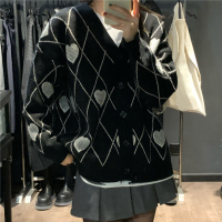 Knitted Cardigan For Women Gothic Style Fashion Oversized Winter Clothes Women Long Sleeve Loose Vintage Crop Top Sweater