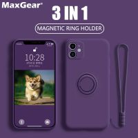 Original Silicone Magnetic Ring Holder Case For iPhone 11 12 13 14 Pro XS Max XR XS X 8 7 Plus Soft Stand Finger Bracket Cover