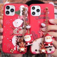 [2023สุดฮอต] เคสโซ่พันข้อมือสร้อยข้อมือรูปกวางคริสต์มาสน่ารักสำหรับ iPhone 14 Pro Max 13 12 Mini 11 Pro Xs Max X XR 7 8 Plus 6 SE 2022 2ปกหลัง