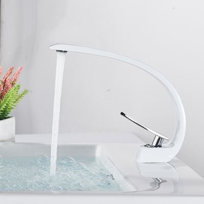 Shinesia White Bathroom Basin Faucet for Vessel Sink Wash Crane DeckMounted Hot and Cold SwitchWater MixerTaps Innovation Design