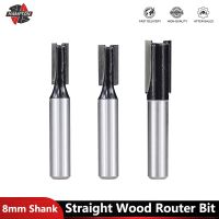 8MM Shank Straight Wood Router Bit สำหรับงานไม้เครื่องมือทำความสะอาดด้านล่าง Router Bit Milling Cutter End Mill