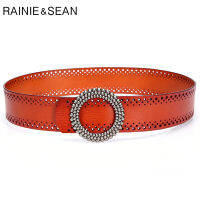 RAINIE SEAN สีดำสีเขียวผู้หญิงเข็มขัด No Hole เข็มขัดสำหรับชุดหนังแท้คุณภาพสูงเครื่องแต่งกายอุปกรณ์เสริม100ซม.