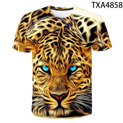 2023 Animal 3D Print Leopard Cool Funny T Shirt Men Women Children Short Sleeve Summer Tops Tees Fashion Boy Girl T-shirt