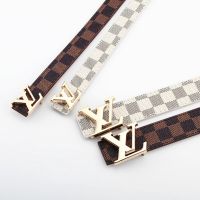 Korean Wild Letter Snap Belt Ladies Plaid Printed Gold Letter Pin Buckle Belt Faux Leather Dress Jeans Fashion Belt