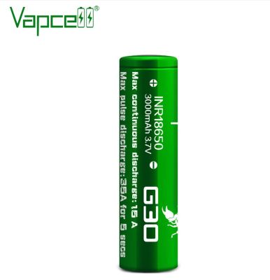 ถ่านชาร์จ Vapcell G30 สีเขียว INR18650 3000 mAh 3.7V 2 ก้อน แถมกระเป๋า ของแท้ โค้ดเช็คได้