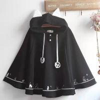 Lolita Cloak Harajuku Hoody Cloak Japanese Christmas Women Sweetshirts Fleece Cape Loose Pullover Batwing Sleeve Hoodie Coat