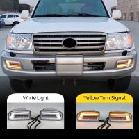 2ชิ้น TOYOTA LAND CRUISER ไฟตัดหมอกสำหรับ LED LC100 100 1998-2008 DRL สัญญาณเลี้ยวไฟหน้ารถตัดหมอก FZJ100 UZJ100