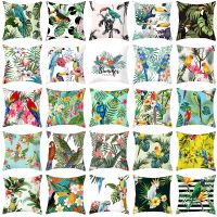 【LZ】☂๑  Almofada Decor Case Estilo Tropical Pássaro Animal Papagaio Almofadas Capa Personalizada 18 polegadas Impressão Poliéster Sofá Home Decor Capa Travesseiro