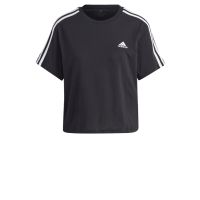 ไลฟ์สไตล์ เสื้อครอปผ้าซิงเกิลเจอร์ซีย์ Essentials 3-Stripes ผู้หญิง สีดำ HR4913