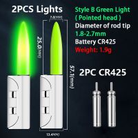 ◙♤ 2PCS Electronic Rod Tip Luminous Float Stick Light Carp Bobber Fishing Float Light CR425 Waterproof Buoy Night Pesca Tackle