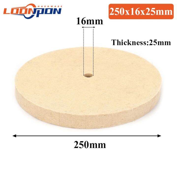 200-300mm-wool-felt-polishing-buffing-wheel-bore-16mm-for-metal-marble-glass-ceramics-10mm-inner-diameter-25mm-thickness