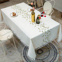 Cotton and linen art tablecloth water and oil proof tassel lace tablecloth, suitable for desk and table decoration