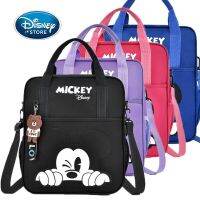 Disney Student Tutoring Bag Multifunctional Cartoon Mickey Satchel กระเป๋าถือกระเป๋าเอกสารกระเป๋านักเรียนสี่เหลี่ยม