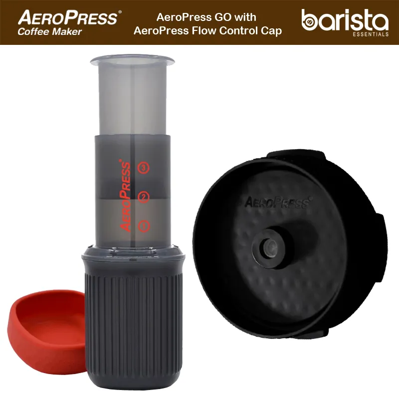 AeroPress Go Travel Coffee Maker & Flow Control Filter Cap Bundle