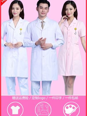 Nightingale white coat short-sleeved summer mens and womens doctor clothes hospital chemical thin lab coat nurse work clothes