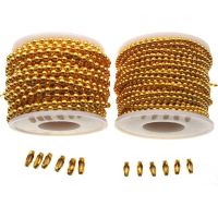 3m/lot 2.4mm 3.2mm Beaded Ball Stainless Steel Gold Bulk Ball Bead Chains &amp; Connector Clasp For DIY Necklaces Jewelry Making Beads