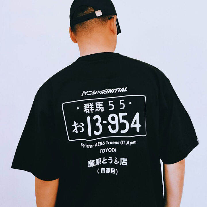 ใหม่-initial-d-fujiwara-เสื้อยืดแขนสั้นป้ายทะเบียน