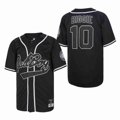 BG baseball Jerseys Biggie Smalls 10# Bad Boy Notorious Big Jersey Sewing Embroidery Outdoor Sportswear Hip-hop 2023 New Black