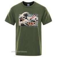 Vintage Japan Ukiyo E Wave T Shirt Men Crew Neck T-Shirt Cool Cotton High Quality Harajuku Top Tees