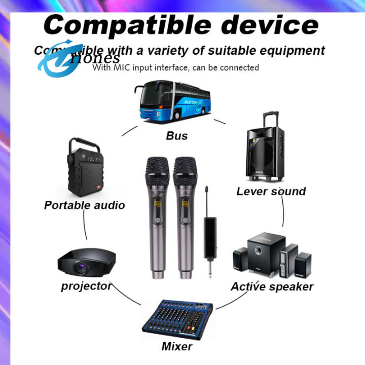 ไมโครโฟนไร้สาย-w68พร้อมตัวรับสัญญาณจอแสดงผลดิจิทัล-led-แบ็คไลท์สำหรับงานปาร์ตี้คาราโอเกะงานประชุมโบสถ์การแสดงของโรงเรียน