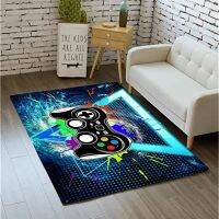 Gaming Carpets for Boys Blue Upside-Down Triangle Video Games Area Rugs 3D Printed Player Gamer Room Decor Floor Mat Door Mats