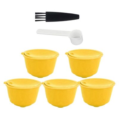 5 Pcs Coffee Capsules Refillable Coffee Capsules Pods Reusable Universal Coffee Filter With Spoon Brush For Dolce Gusto