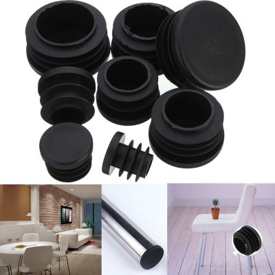10pcs PVC Round Pipe Plug Black 10-76mm Inner Hole Dust Cover Furniture Leg Plug Chair Blanking End Caps Protector Hardware Pipe Fittings Accessories
