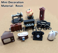 MQ Resin Mini Cute  Retro TV phone camera clock box recorder Vintage piano sewing machineDecoration Ornaments Handcrafts Dollhouse Accessories Miniatu