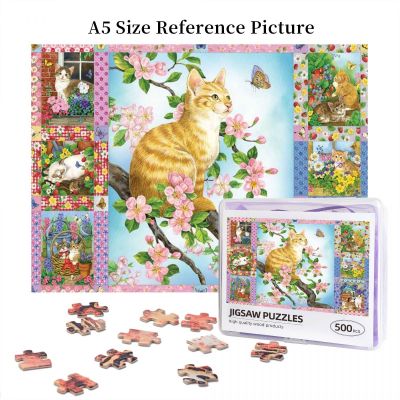 Blossoms And Kittens Quilt Wooden Jigsaw Puzzle 500 Pieces Educational Toy Painting Art Decor Decompression toys 500pcs