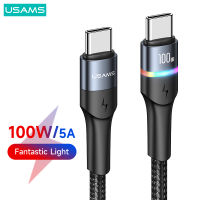 USAMS Fantastic Light Cable PD 100W QC 3.0 Type C Fast Charge Data Cable สำหรับ Samsung Xiaomi ศัพท์แท็บเล็ตแล็ปท็อป