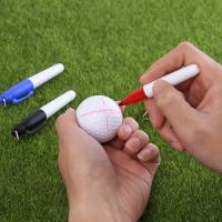 ปากกาไลน์นิ่งกอล์ฟบอล3ชิ้น,สีแดงสีน้ำเงินสีดำวาดด้วยปากกาเครื่องหมายการจัดตำแหน่ง