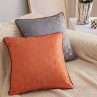 [COD] minimalist ins solid ginkgo leaf yarn-dyed jacquard cushion home bedside soft package decorative pillowcase